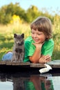 Boy and his beloved kitten