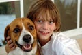 Boy and his big dog Royalty Free Stock Photo