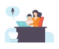 Boy and His Mother Talking Online Using Web Camera and Headphones, Distant Education Courses, Social Networking, People