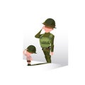 Boy with his shadow as soldier. Future Career Dreaming conept, S