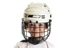 Boy in hockey helmet