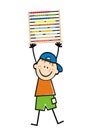 Boy with abacus, funny vector illustrtion Royalty Free Stock Photo