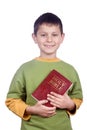 Boy hold in hands Holy Bible Royalty Free Stock Photo