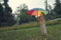 Boy hold umbrella Royalty Free Stock Photo