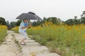 Boy hold umbrella Royalty Free Stock Photo