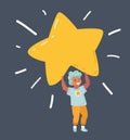 Boy Holding a Big Star Symbol