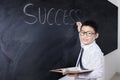 Boy holding book and write Success word Royalty Free Stock Photo