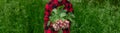 the boy is holding a bunch of freshly picked radishes Royalty Free Stock Photo