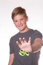 Boy holding fidget spinner