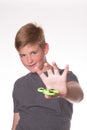 Boy Holding Fidget Spinner