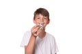 Boy holding fidget spinner Royalty Free Stock Photo