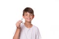 Boy holding fidget spinner Royalty Free Stock Photo