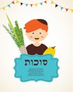 Boy holding the Four species. sukkot in Hebrew Royalty Free Stock Photo