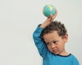 Boy holding a globe stock photo Royalty Free Stock Photo