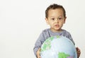 Boy holding a globe stock photo Royalty Free Stock Photo