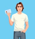 Boy holding ID passport vector illustration Royalty Free Stock Photo