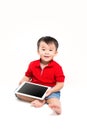Boy holding ipad Royalty Free Stock Photo