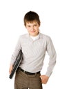 Boy holding laptop Royalty Free Stock Photo