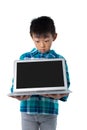 Boy holding laptop Royalty Free Stock Photo