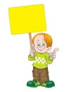 Boy holding noticeboard Royalty Free Stock Photo