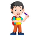 Boy holding pencil Royalty Free Stock Photo
