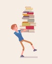 Boy holding a pile of books Royalty Free Stock Photo