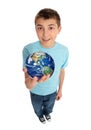 Boy holding planet earth Royalty Free Stock Photo