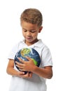 Boy holding the planet earth Royalty Free Stock Photo