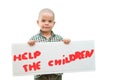 Boy holding a sign Royalty Free Stock Photo