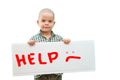 Boy holding a sign Royalty Free Stock Photo