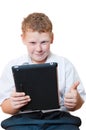 Boy holding a tablet computer Royalty Free Stock Photo