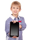 Boy holding tablet pc Royalty Free Stock Photo
