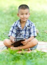 Boy holding tablet PC