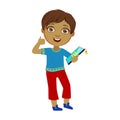 Boy Holding Tablet And Showing Thumbs Up, Part Of Kids And Modern Gadgets Series Of Vector Illustrations