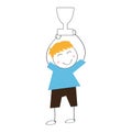 Boy holding trophy vector Royalty Free Stock Photo