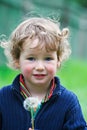 Boy holds a dandelion in hands Royalty Free Stock Photo