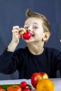 Kids love vegetables and fruits. Royalty Free Stock Photo