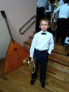 Boy with horn after concert