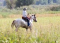 Boy on a horse on nature