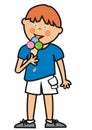 Boy and ice cream, funny vector illustration