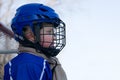 Boy ice hockey player plays hockey Royalty Free Stock Photo