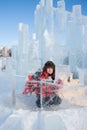 Boy with an ice sculpture, urban esp