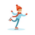 Boy Ice Skating, Traditional Male Kid Role Expected Classic Behavior Illustration Royalty Free Stock Photo