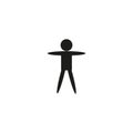 Boy icon. Small happy little kid black silhouette with hands up.