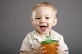 Boy with juice cup