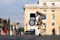 Boy jumping with bike Royalty Free Stock Photo
