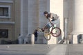 Boy jumping with bike Royalty Free Stock Photo