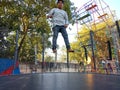 a boy jumping during festival fair program in India January 2020 Royalty Free Stock Photo
