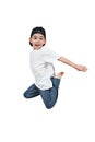 Boy jumping isolated on white