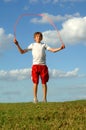 Boy jumping rope